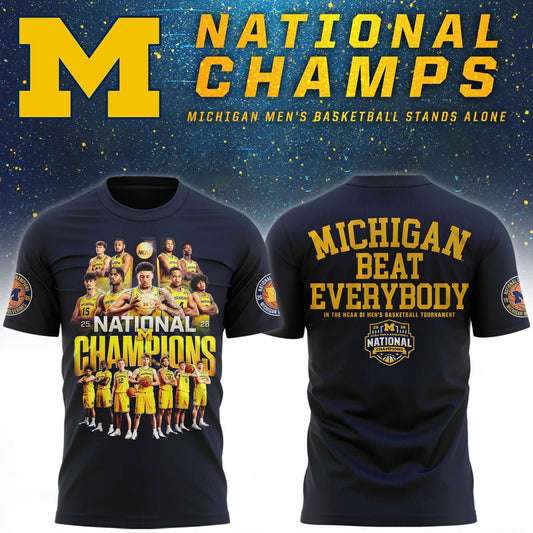 Michigan Wolverines Men's Basketball Campus Ink 2026 National Championship Team T-Shirt
