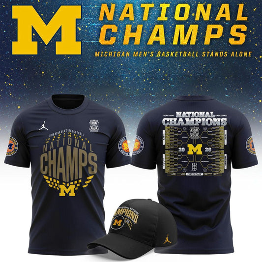 Michigan Wolverines Men's Basketball Campus Ink 2026 National Championship Team T-Shirt