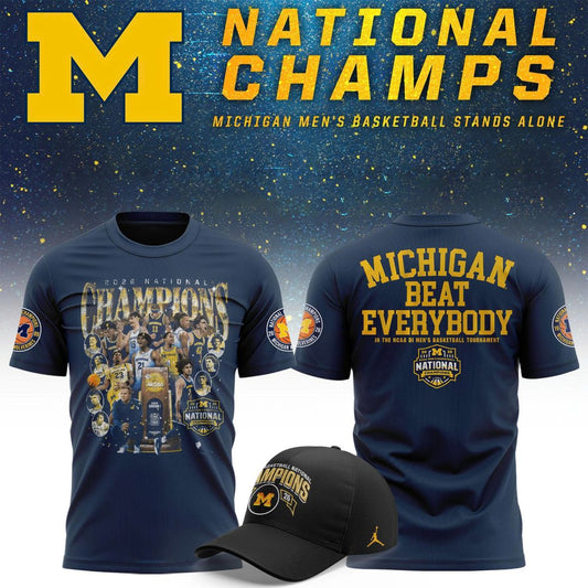 Michigan Wolverines Men's Basketball Campus Ink 2026 National Championship Team T-Shirt