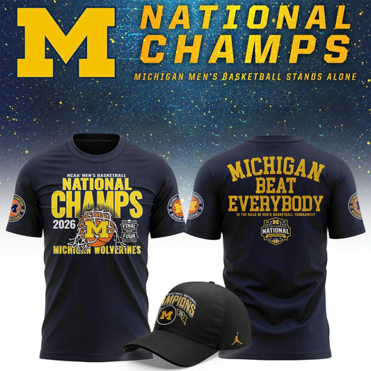 Michigan Wolverines Men's Basketball Campus Ink 2026 National Championship Team T-Shirt