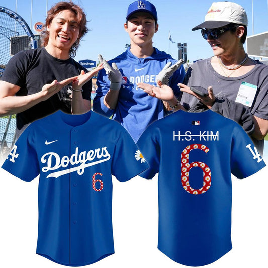 G-Dragon x Los Angeles Dodgers Kim Hye-Seong #6 Floral Baseball Jersey