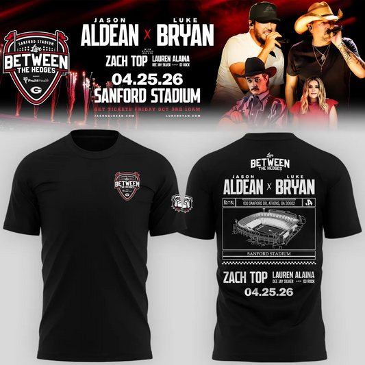 Limited Edition Jason Aldean and Luke Bryan Live Between The Hedges Black Tshirt