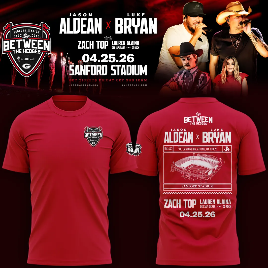 Limited Edition Jason Aldean and Luke Bryan Live Between The Hedges Black Tshirt