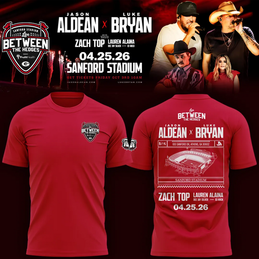 Limited Edition Jason Aldean and Luke Bryan Live Between The Hedges Black Tshirt