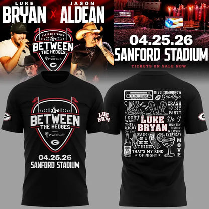 Limited Edition Jason Aldean and Luke Bryan Live Between The Hedges Black Tshirt