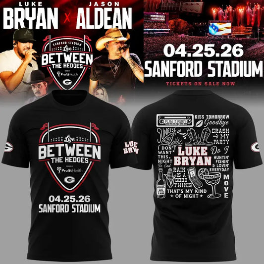 Limited Edition Jason Aldean and Luke Bryan Live Between The Hedges Black Tshirt
