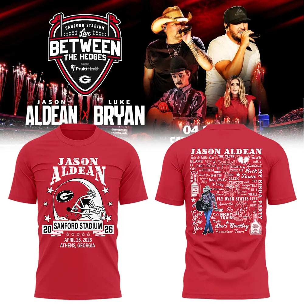 Limited Edition Jason Aldean and Luke Bryan Live Between The Hedges Black Tshirt