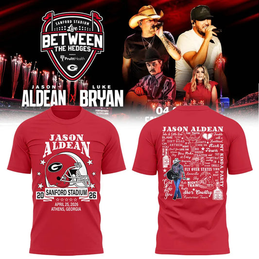 Limited Edition Jason Aldean and Luke Bryan Live Between The Hedges Black Tshirt