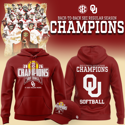 Oklahoma Softball Back-to-Back SEC Regular Season Champs 2026 Hoodie