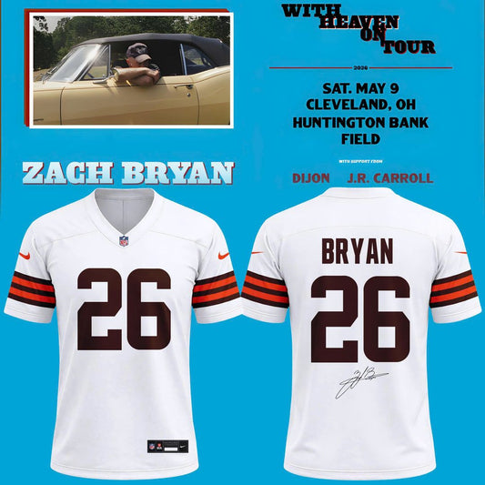 Zach Bryan x Cleveland Browns “With Heaven On Tour” Huntington Bank Field Exclusive 2026 Jesey Signed