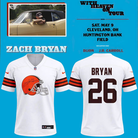 Zach Bryan x Cleveland Browns “With Heaven On Tour” Huntington Bank Field Exclusive 2026 Jesey Signed