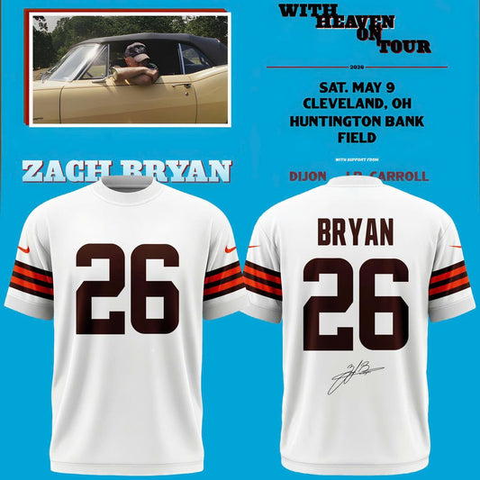 Zach Bryan x Cleveland Browns “With Heaven On Tour” Huntington Bank Field Exclusive 2026 T-Shirt Signed