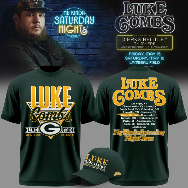 Luke Combs x Green Bay Packers - My Kinda Saturday Night Tour 2026 T-Shirt