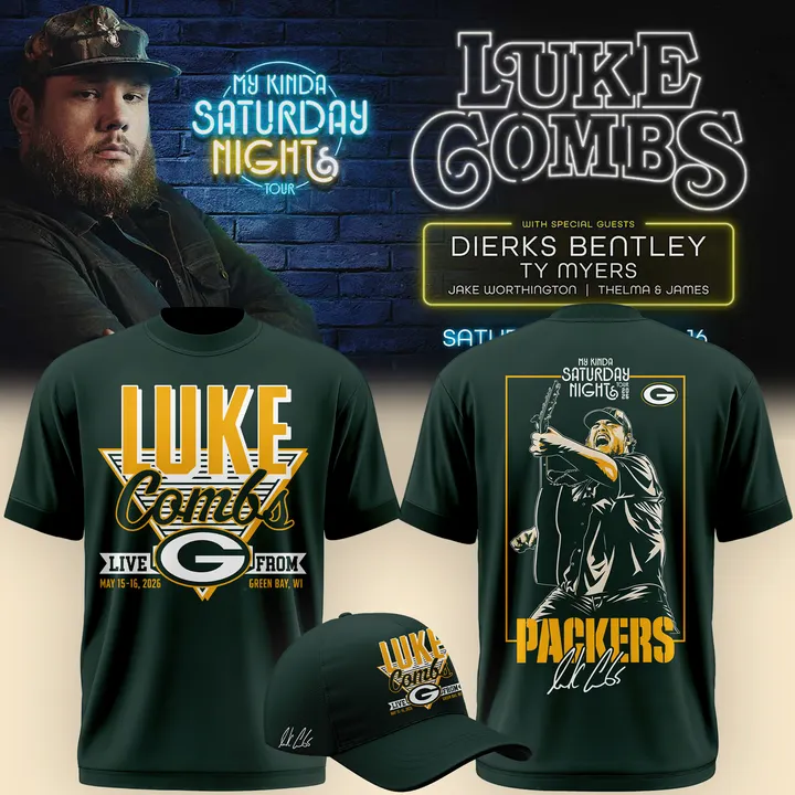 Luke Combs x Green Bay Packers - My Kinda Saturday Night Tour 2026 T-Shirt