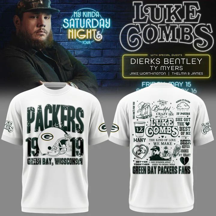 Luke Combs x Green Bay Packers - My Kinda Saturday Night Tour 2026 T-Shirt