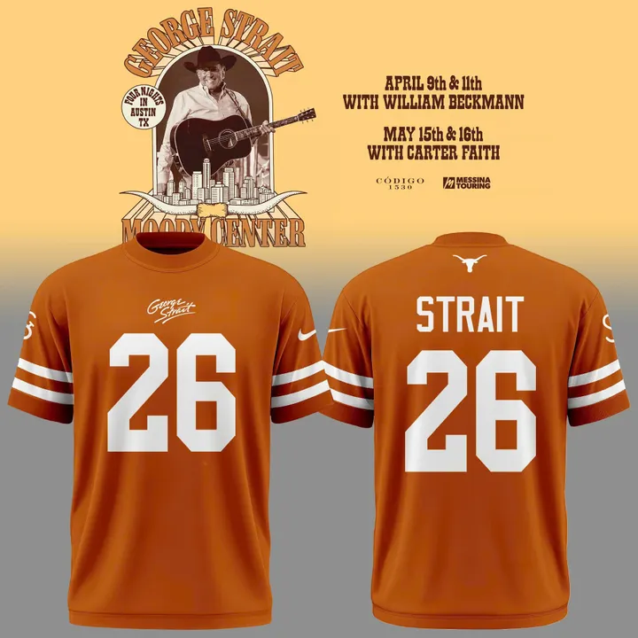 26 King George Strait x Texas Longhorns Football - The King of Country Music T-Shirt