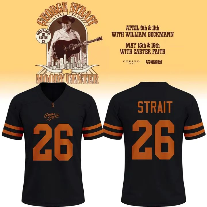 26 King George Strait x Texas Longhorns Football - The King of Country Music Football Jersey