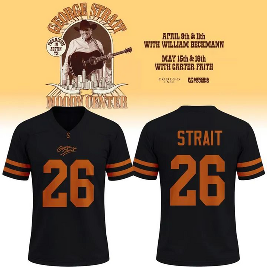 26 King George Strait x Texas Longhorns Football - The King of Country Music Football Jersey