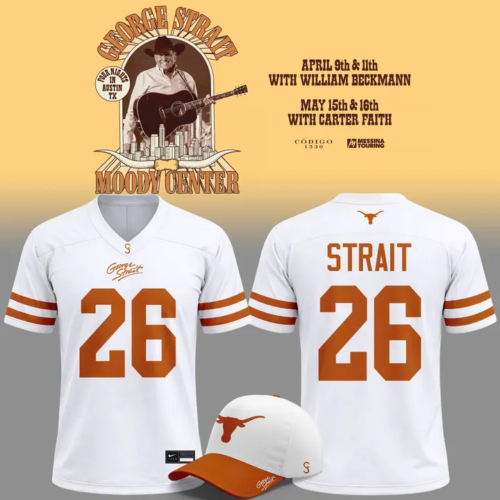 26 King George Strait x Texas Longhorns Football - The King of Country Music Football Jersey