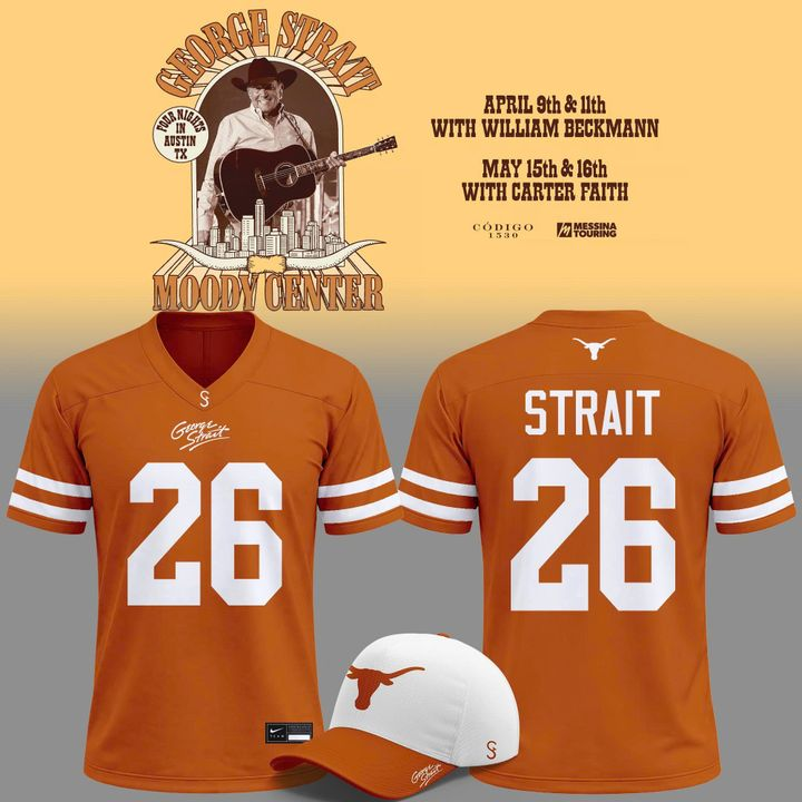 26 King George Strait x Texas Longhorns Football - The King of Country Music Football Jersey