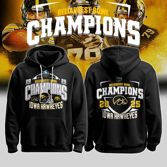 Iowa Football ReliaQuest Bowl CHAMPIONS 2025 Hoodie