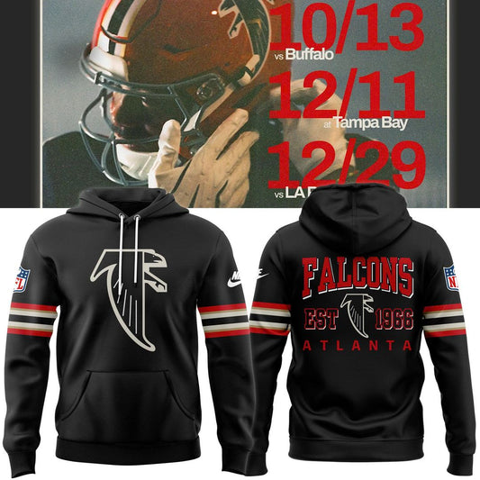 Atlanta Falcons Black 2025 Throwback Hoodie