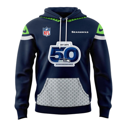 Seattle Seahawks 50 Seasons Patch 50th Annivesary Hoodie