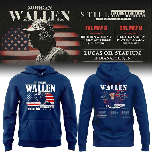 Indianapolis Colts x Morgan Wallen "Still The Problem Tour" 2026 BLue Hoodie