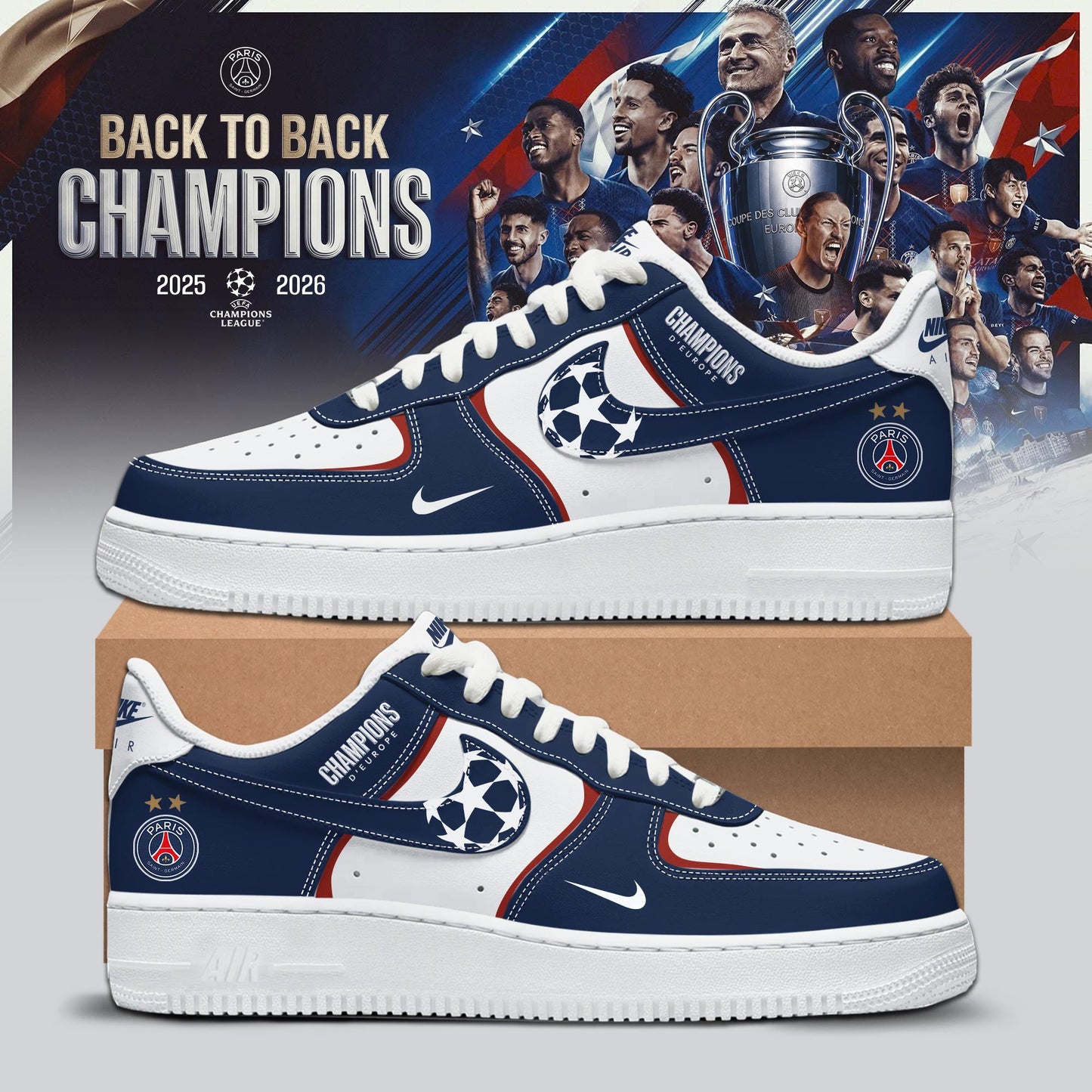 Paris Saint-Germain 2026 Champions League Winners Special Edition AF1 Shoes