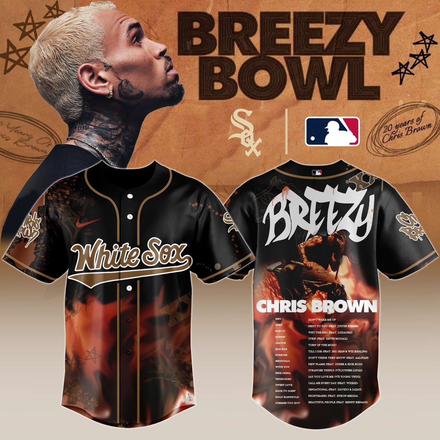 C W Sox x Chris Brown “Breezy Bowl XX Stadium World Tour” 2025 Jersey Editions Limited + Selling Out Fast