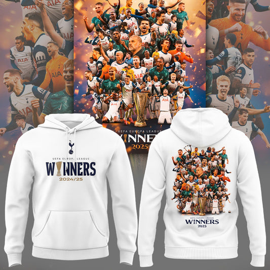 Special New Tottenham Hotspur Europa League 2025 Winners Navy Team Logo Hoodie