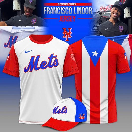 New York Mets Puerto Rico Themed Francisco Lindor Limited Edition T-Shirt 2025