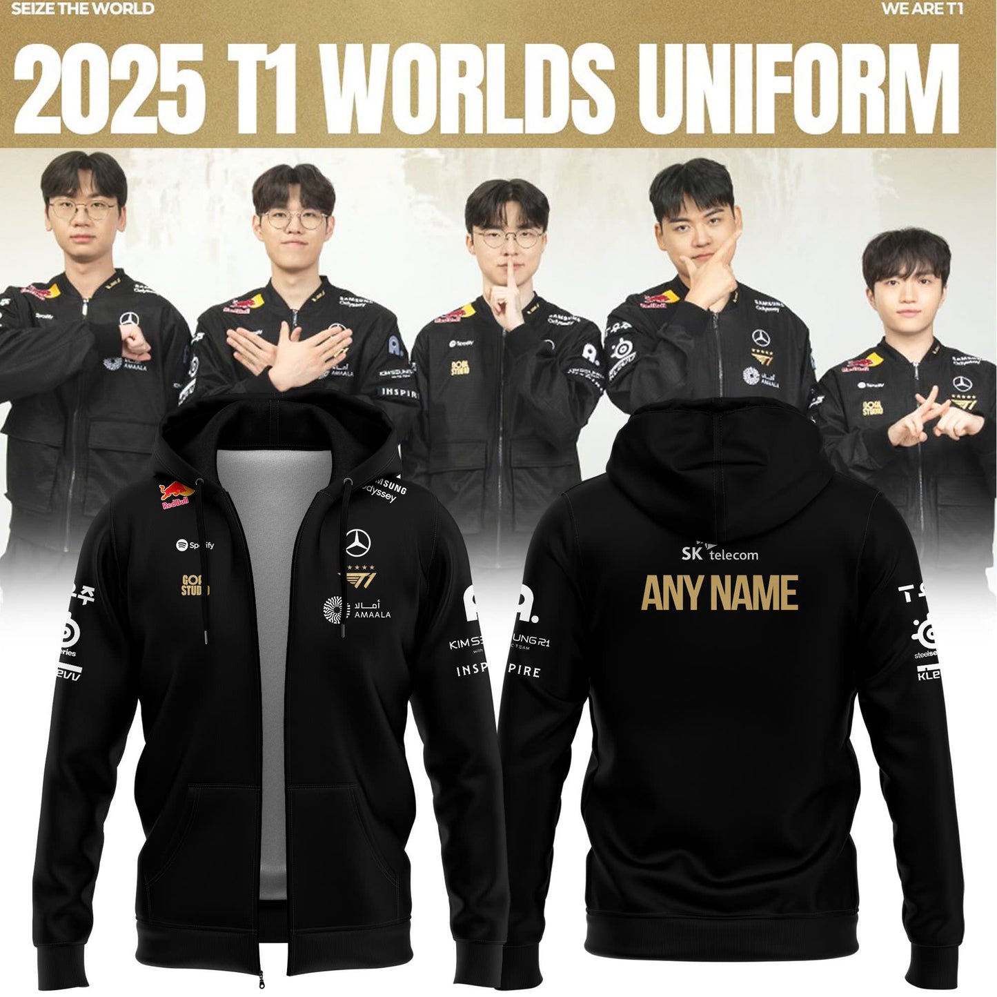 Special Edition 2025 T1 Worlds Uniform Zip Hoodie