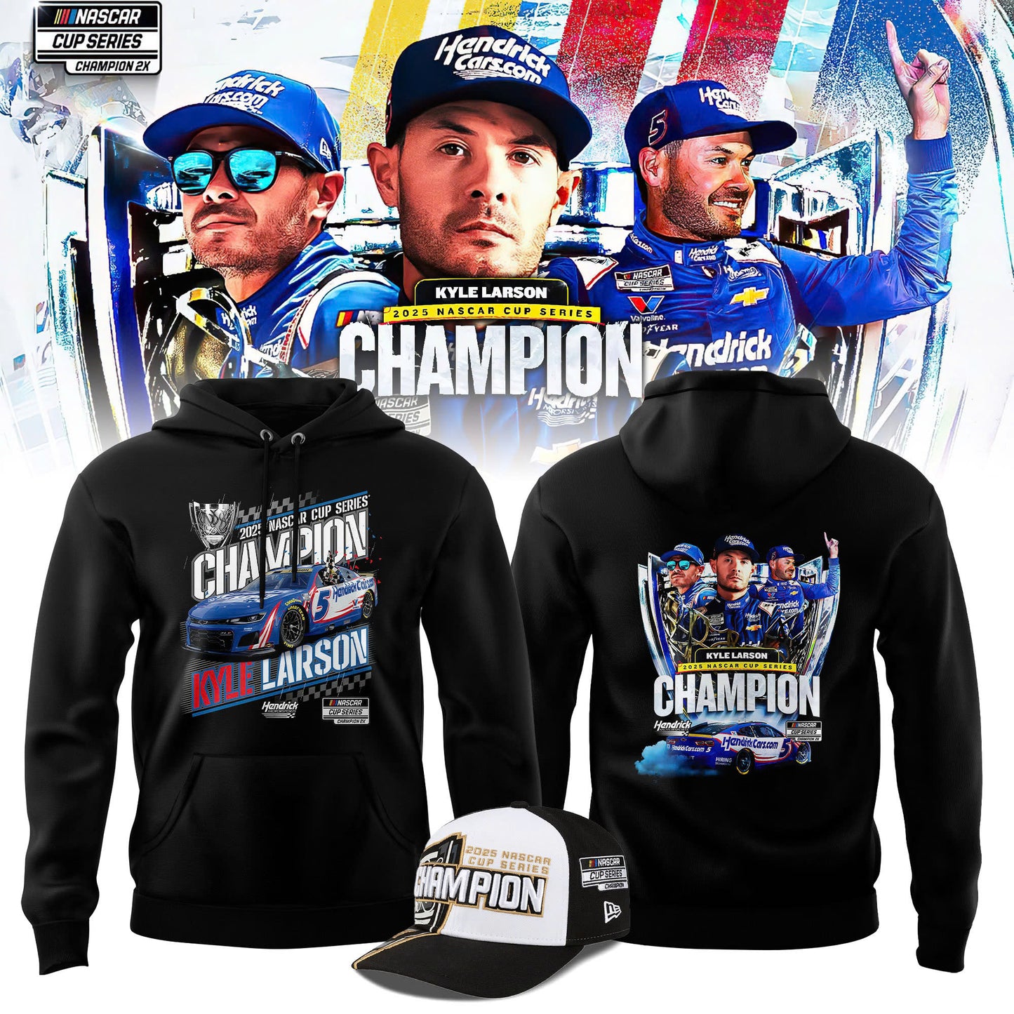 Kyle Larson 2025 NASCAR Cup Series Champion 3D Combo Hoodie