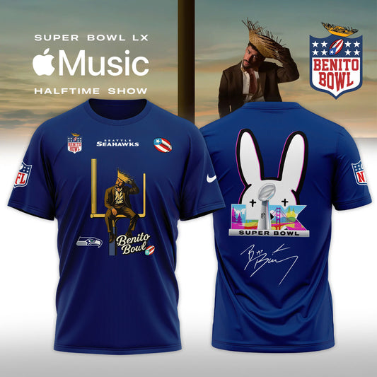 Seattle Seahawks x Bad Bunny 2026 Super Bowl LX Halftime Show Special Edition T-shirt