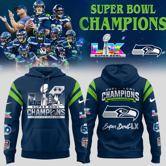 Seattle Seahawks Super Bowl LX Champions Hoodie