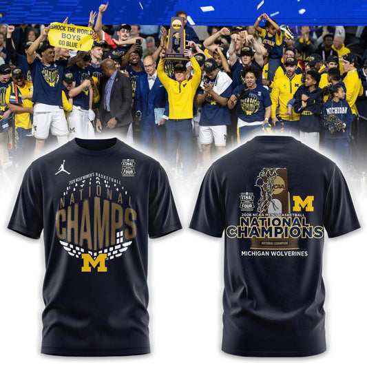 Michigan Wolverines Men's Basketball Campus Ink 2026 National Championship Team T-Shirt