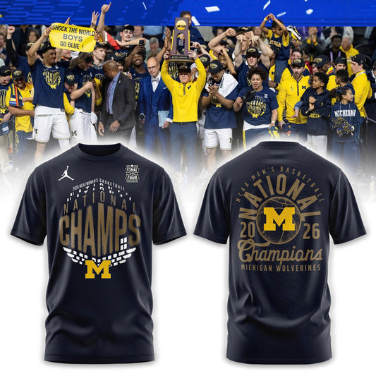 Michigan Wolverines Men's Basketball Campus Ink 2026 National Championship Team T-Shirt