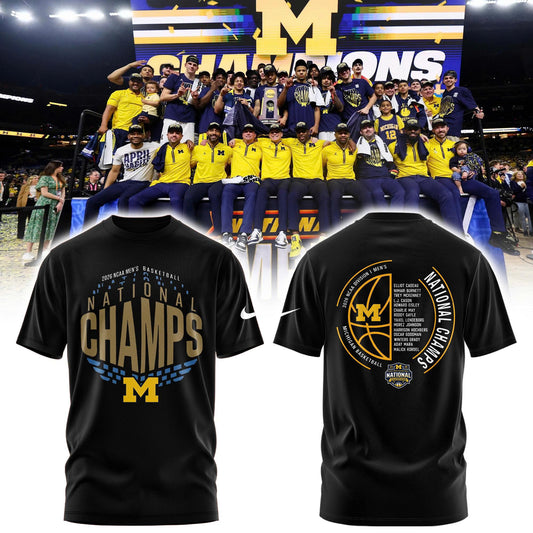 Michigan Wolverines Men's Basketball Campus Ink 2026 National Championship Team T-Shirt
