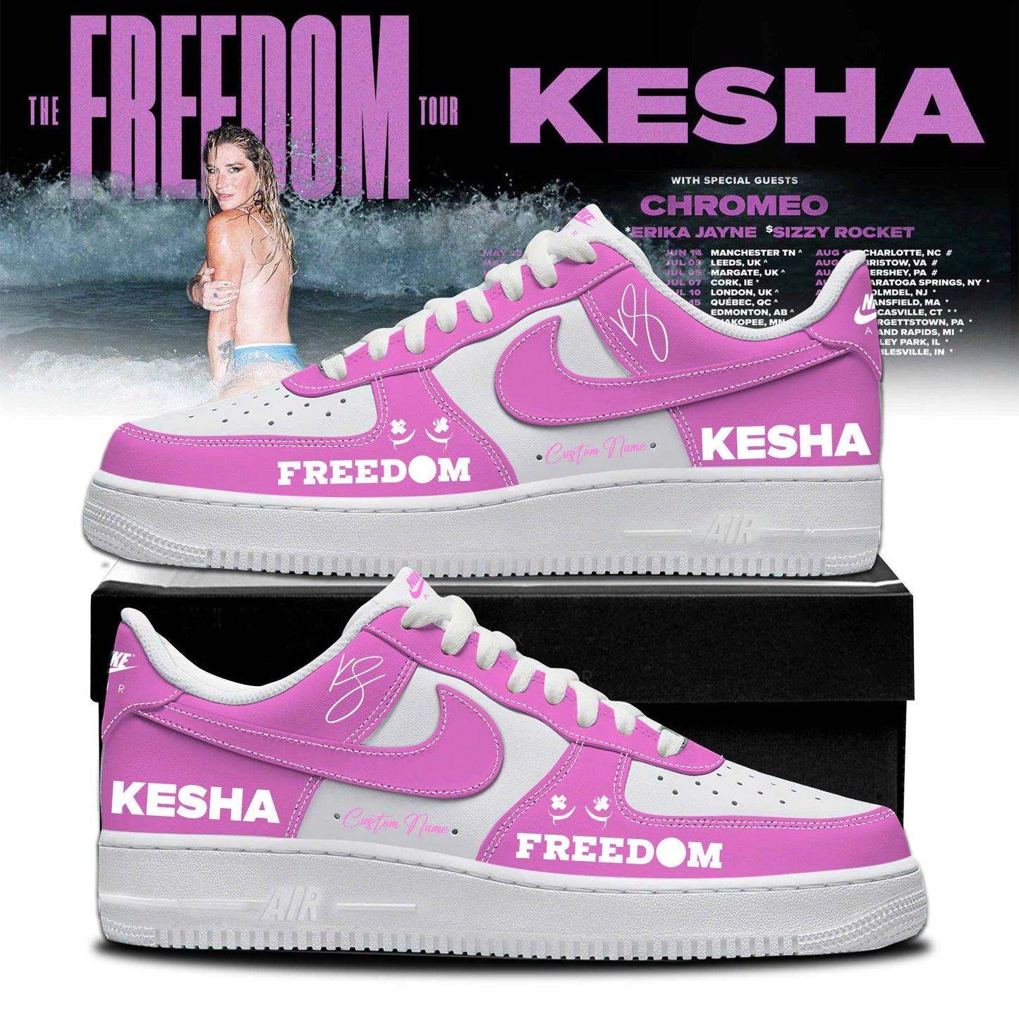 Kesha The Freedom Tour 2026 Limited Edition AF1 Sneakers