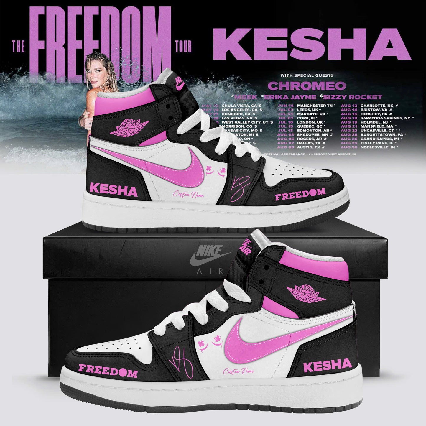 Kesha The Freedom Tour 2026 Limited Edition AJ1 Sneakers