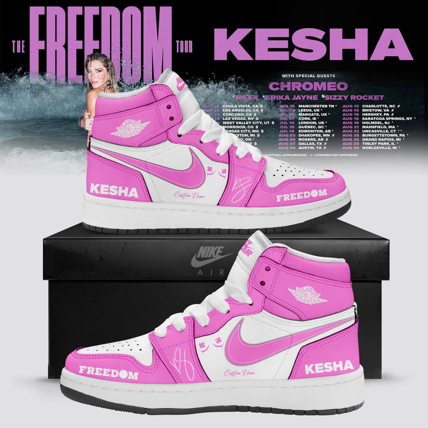 Kesha The Freedom Tour 2026 Limited Edition AJ1 Sneakers