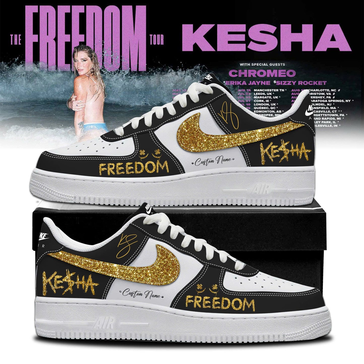 Kesha The Freedom Tour 2026 Limited Edition AF1 Sneakers