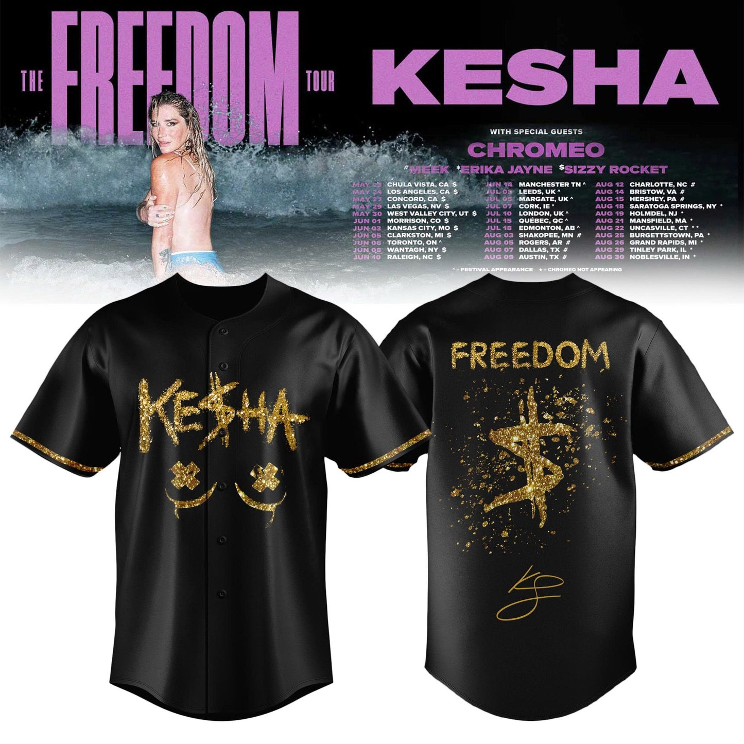 Kesha The Freedom Tour 2026 Limited Edition Jersey