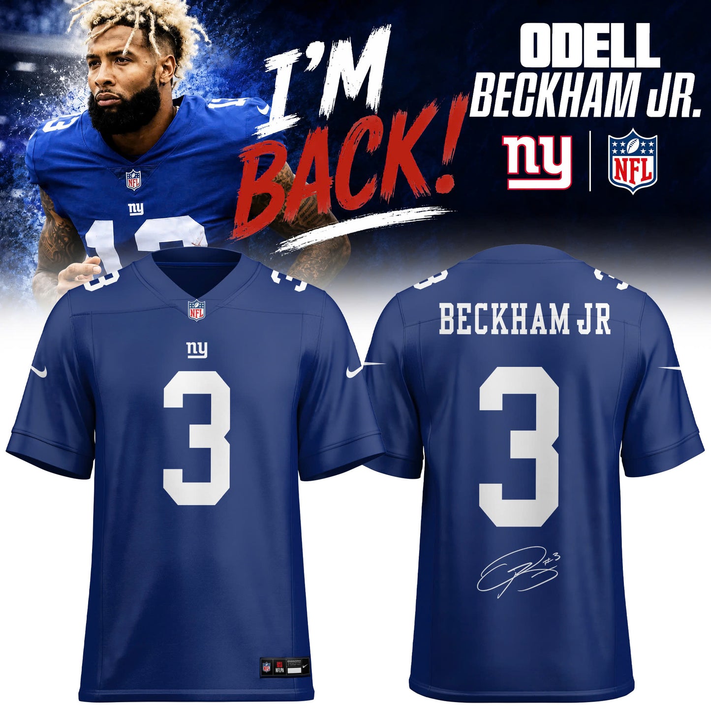 New York Giants Odell Beckham Jr. 3 Limited Edition Jersey